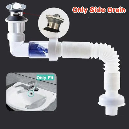 1-3PCS Multi Functional Universal Drain Hand Wash Basin Drain Pipe Basin Drain Pipe Non Adhesive Kitchen Drain Extension Pipe
