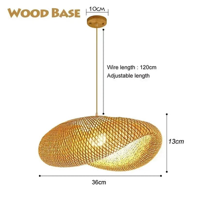 Rattan Chandelier Lampshade Natural Weaved Wicker Pendant Light for Home Restaurant Decor Rattan Hand-Woven Bamboo Lampshade