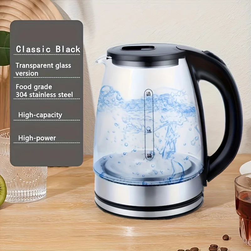 Glass Electric Kettle, Fast Boil with Auto Shut Off and Dry Burn Protection, LED Light for Tea Coffee, 110V US Plug