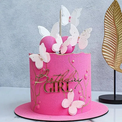 New Acrylic Kids Happy Birthday Cake Toppers Gold Boy or Girl Birthday Party Cake Topper for Baby Shower Gift Dessert Decoration