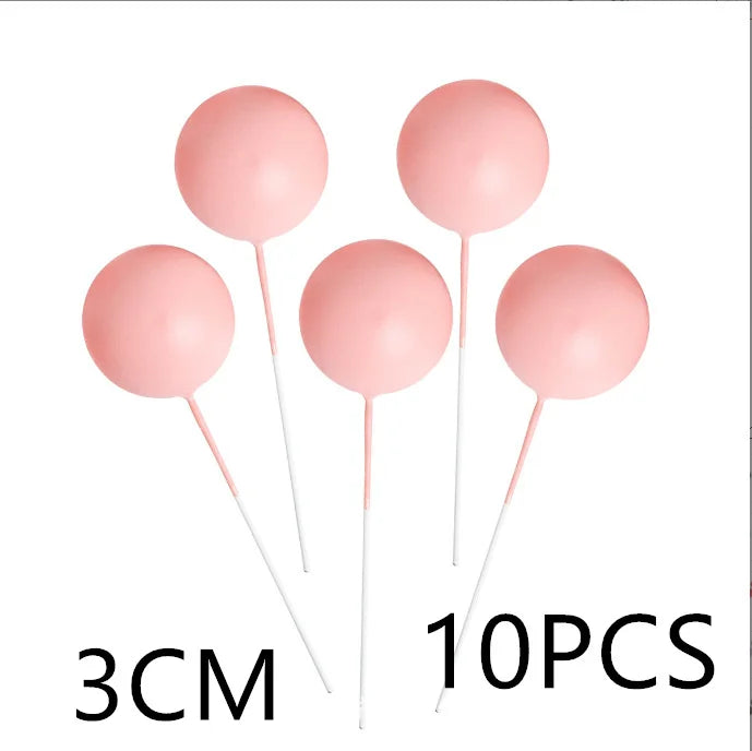 10 Pcs Colour Ball Happy Birthday Cake Topper 3CM Frosted Balls Kids Christmas Party Gift Cake Topper Wedding Dessert Decoration