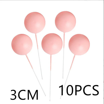 10 Pcs Colour Ball Happy Birthday Cake Topper 3CM Frosted Balls Kids Christmas Party Gift Cake Topper Wedding Dessert Decoration