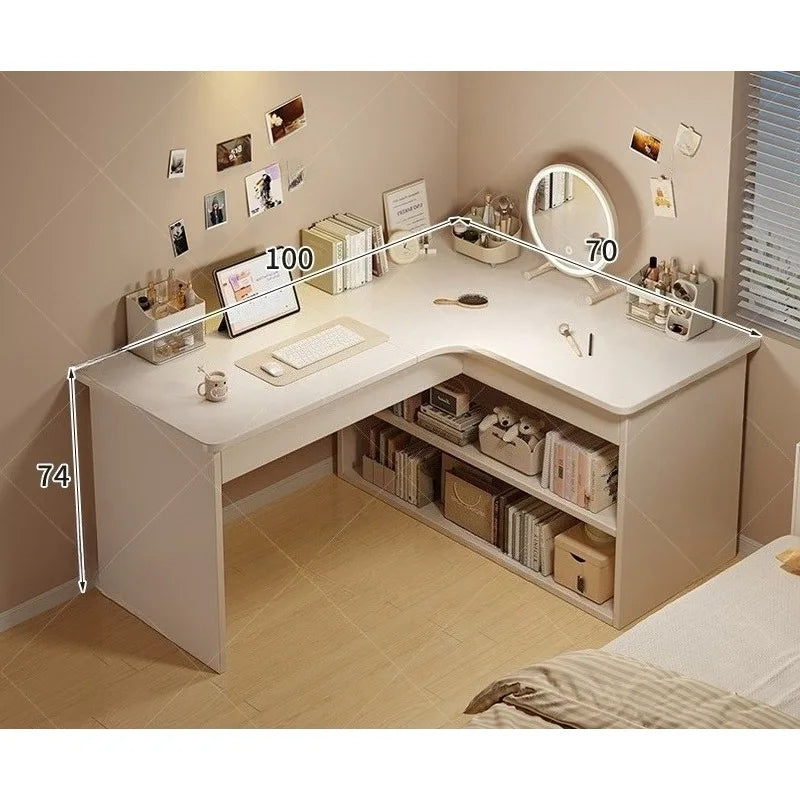 Computer desk Desktop Home bedroom Bookshelf Integrated student learning to write Corner Multifunctional office desk