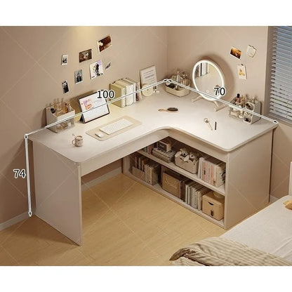 Computer desk Desktop Home bedroom Bookshelf Integrated student learning to write Corner Multifunctional office desk