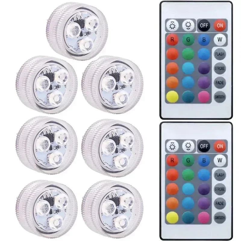 Submersible LED Light with Remote Pool Lights for Party Event Waterproof Tea Lamp for Vase Fishtank Wedding Halloween Christmas
