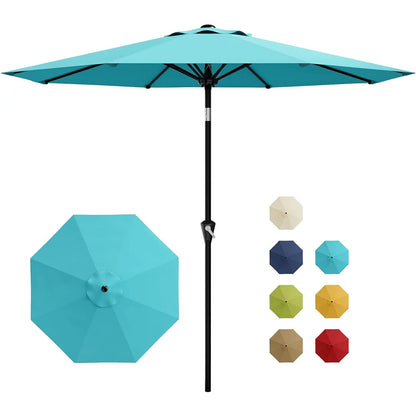 10FT Patio Umbrella Outdoor Table Market Umbrella With Crank Lift & Tilt Sunshade Waterproof For Garden Yard Pool Deck