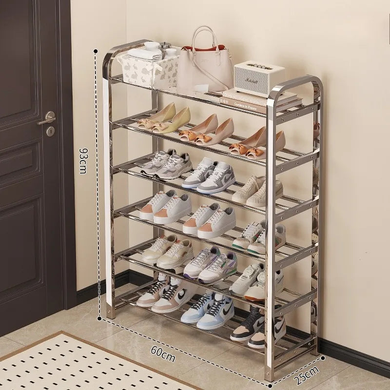 Thickened stainless steel shoe rack, family corridor, student dormitory, rental room, shoe cabinet
