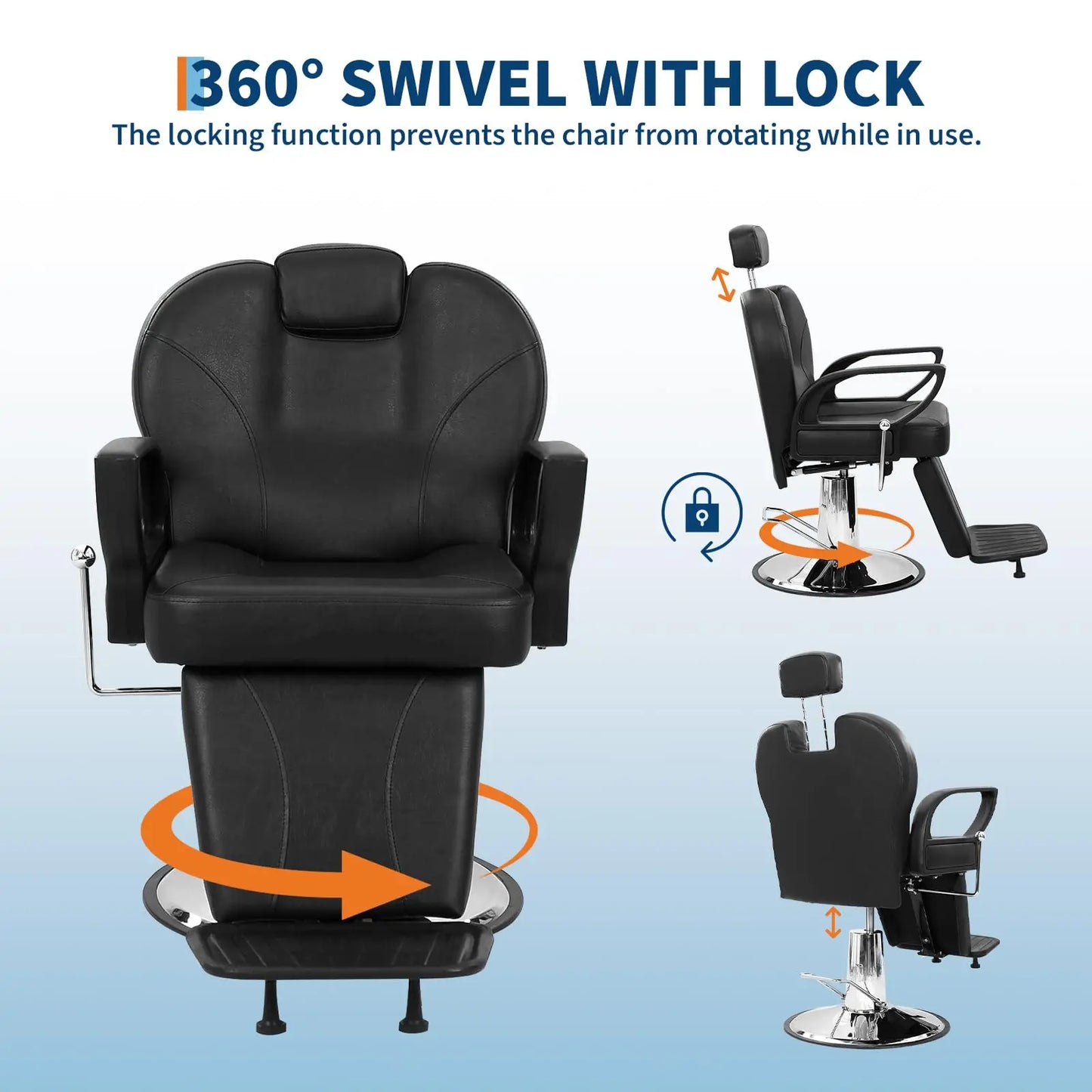 Premium Hydraulic Barber Chair 360° Swivel Reclining Salon Chair With Headrest & Footrest, 330 Lbs Max Load
