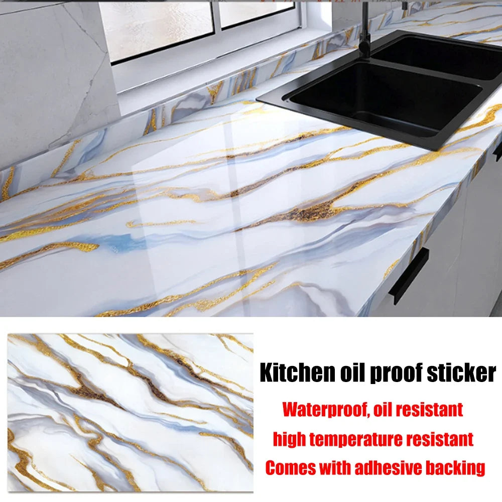 40cm New Kitchen Oil-proof Wall Stickers Self-adhesive Stain-resistant High Temperature Kitchen Countertop Protective Wallpaper