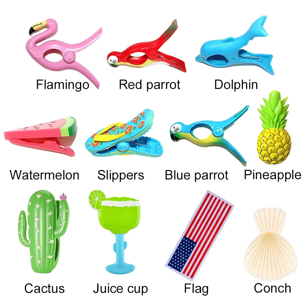 Cute Plastic Beach Towels Clips Large Drying Racks Retaining Clip Windproof Clothes Pegs Pins Animal Decorative Clothespins