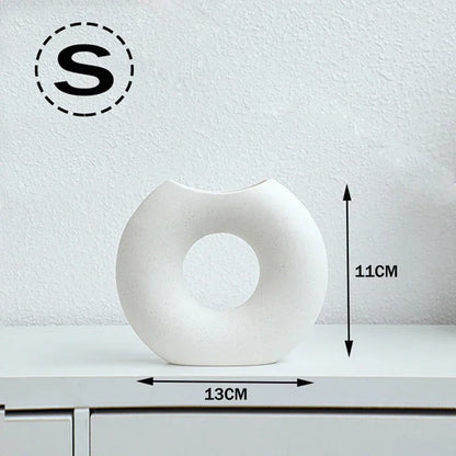 Nordic Style Flower Vase Morandi Geometric Vase Ceramic Art Crafts Bedroom Living Room Desktop Decoration Vase Decoration Home