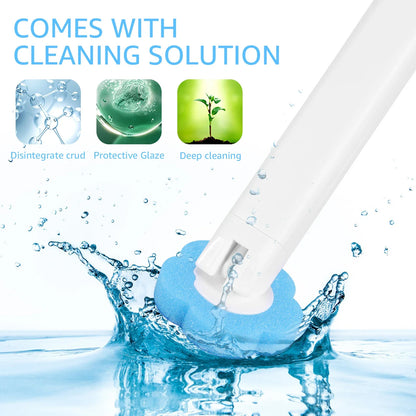 18-36Pcs Disposable Toilet Brush with Extended Handle Bathroom Toilet Brush Holder Cleaning Kit Replacement Head 360° Deep Clean