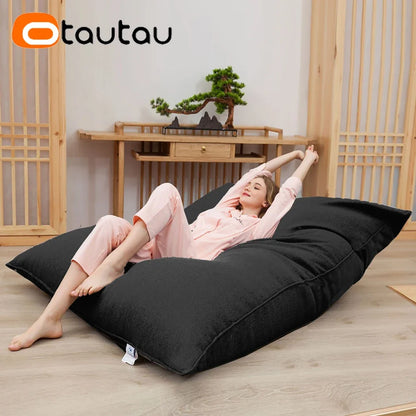 OTAUTAU Cotton Linen Pillow Sac Cover Double Sofa Bed Case Square Beanbag Chaise Lounge Recliner Floor Seat Couch DD008