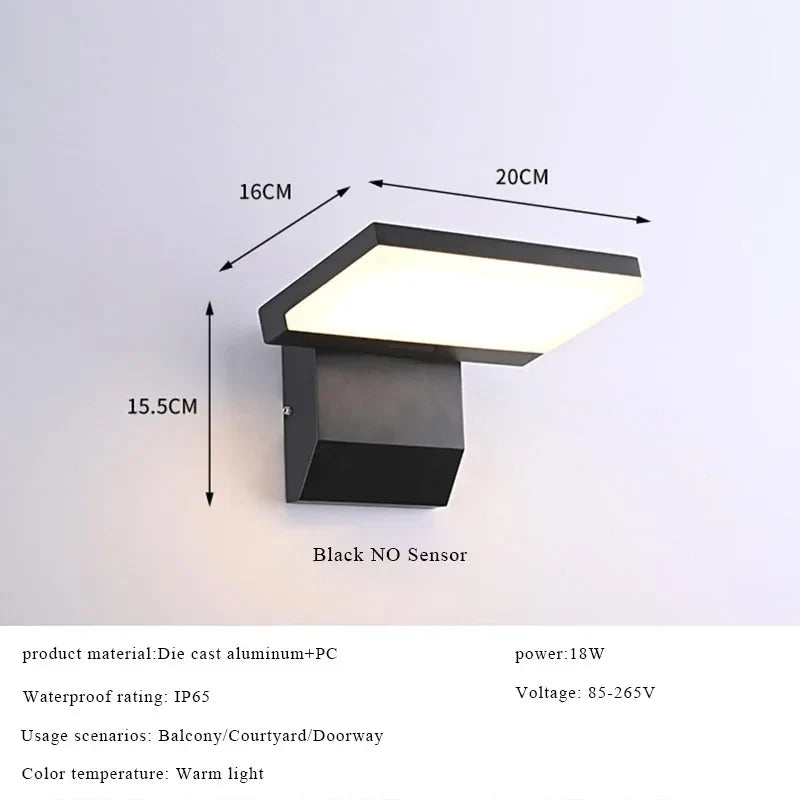 IP65 Waterproof Sensor Wall Lamp LED Outdoor Wall Light Adjustable Angle wall Lights  Aluminum Alloy Entrance Corridor Balcony