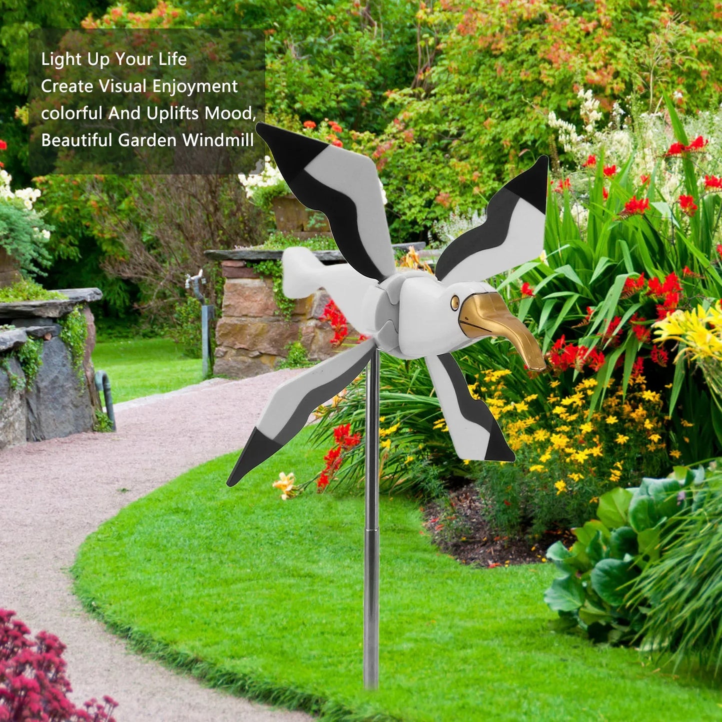 Seagull Windmill Weatherproof Fade Resistant Stable Decorative Easy To Install Seagull Garden  for Patio