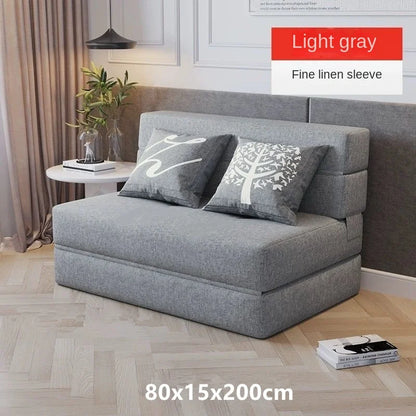 Folding sofa bed dual-purpose small apartment living room bedroom tatami rental house lazy sofa accompanying bed anti-fall pad