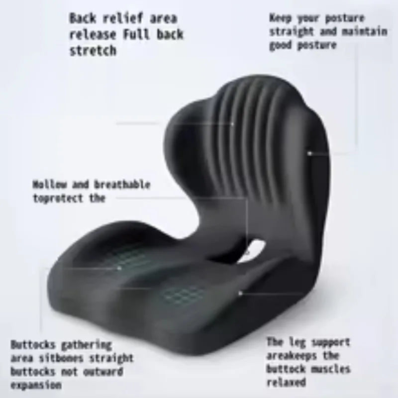 Memory Foam Lumbar Support Cushion - Ergonomic Back Pain Relief for Office Chair & Car Seat, Long Sitting Comfort