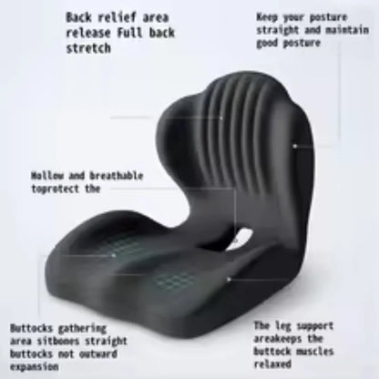 Memory Foam Lumbar Support Cushion - Ergonomic Back Pain Relief for Office Chair & Car Seat, Long Sitting Comfort