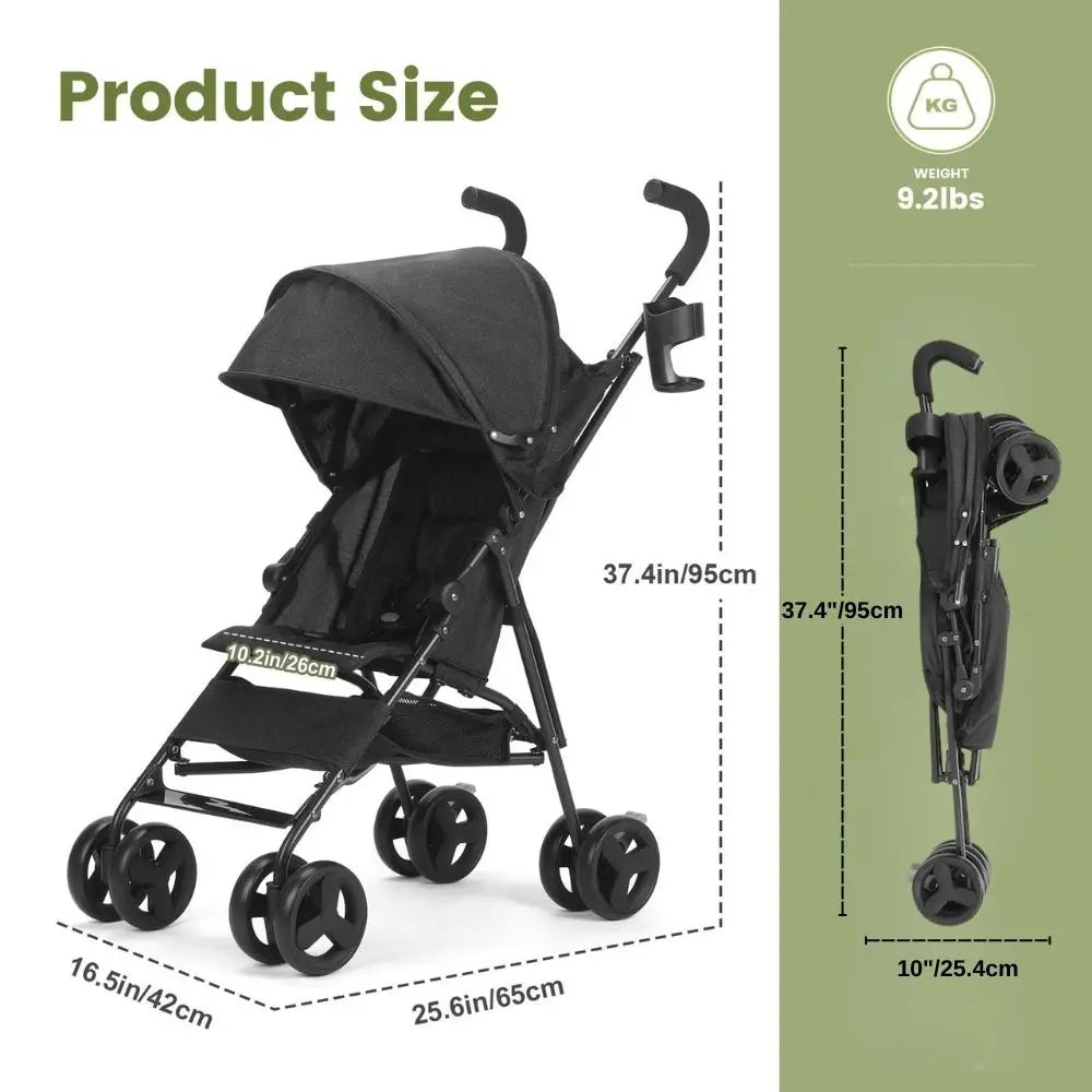 Umbrella Stroller, Lightweight Compact Foldable Baby Stroller for Travel, Easy One-Hand Fold, Multi-Position Canopy