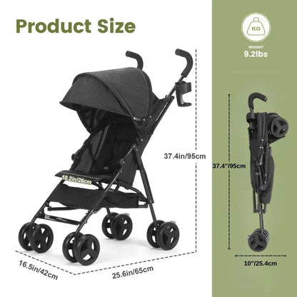 Umbrella Stroller, Lightweight Compact Foldable Baby Stroller for Travel, Easy One-Hand Fold, Multi-Position Canopy