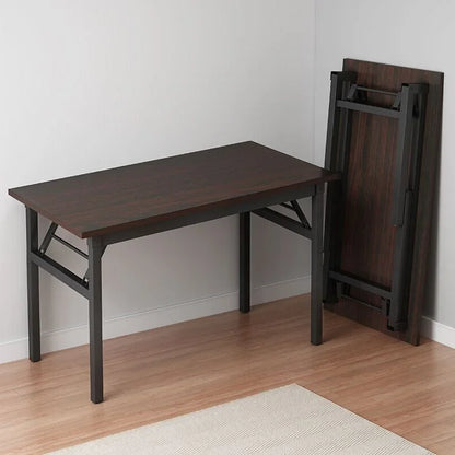 Walnut Rectangular Folding Computer Desk Portable Space Saving Office Study Classroom Training Home Use Household Furniture