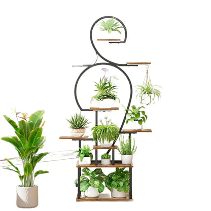 Flower stand indoor growth light multi-layer wrought iron living room balcony household green plant rack storage rack