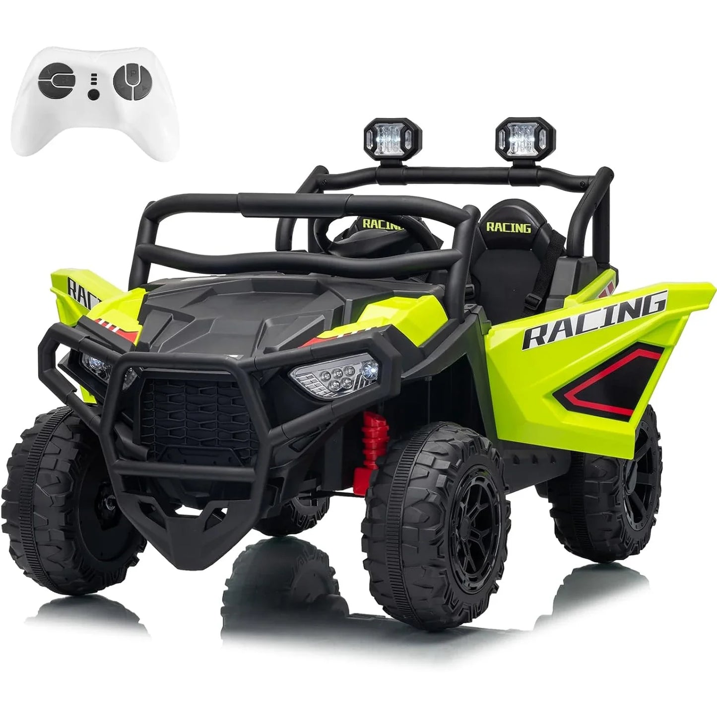24V 2 Seater Ride On Car Electric UTV Car with Remote Control,4-Wheeler Suspension,Soft Start,3 Speeds,Led Lights,Bluetooth,3-8Y