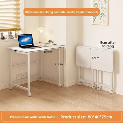 Folding study table, desk, bookshelf, integrated office, computer desk, portable mobile bedside table