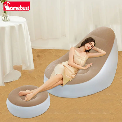 Camebust Inflatable Sofa-Flocking Surface High Quailty PVC Footstool Rapid Inflation Lazy Lounge