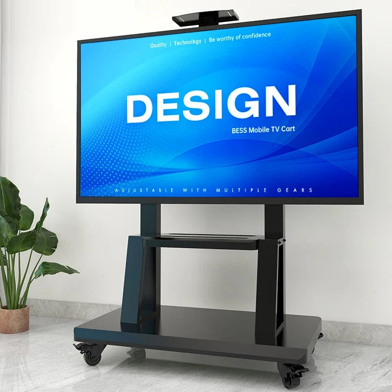 Mobile TV Stand for 32-86” TVs,Tilt TV Cart Holds up to 220 Lbs Portable Stand with Storage Shelf Rolling Floor VESA 700x500mm
