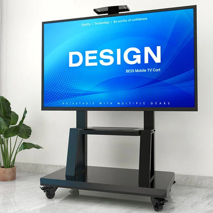 Mobile TV Stand for 32-86” TVs,Tilt TV Cart Holds up to 220 Lbs Portable Stand with Storage Shelf Rolling Floor VESA 700x500mm
