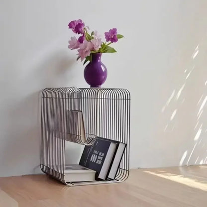 Modern Scandinavian Metal Coffee Table Living Room Furniture Sleek  Side Table Minimalist Storage for Magazines and Books