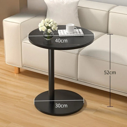 Modern Round Dining Table Portable Foldable Wheeled Side Table Coffee Table Bedside Table Living Room Balcony Sofa End Table