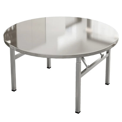 Stainless steel folding round table, suitable for home use, small apartments, large food stalls, and street vendors.