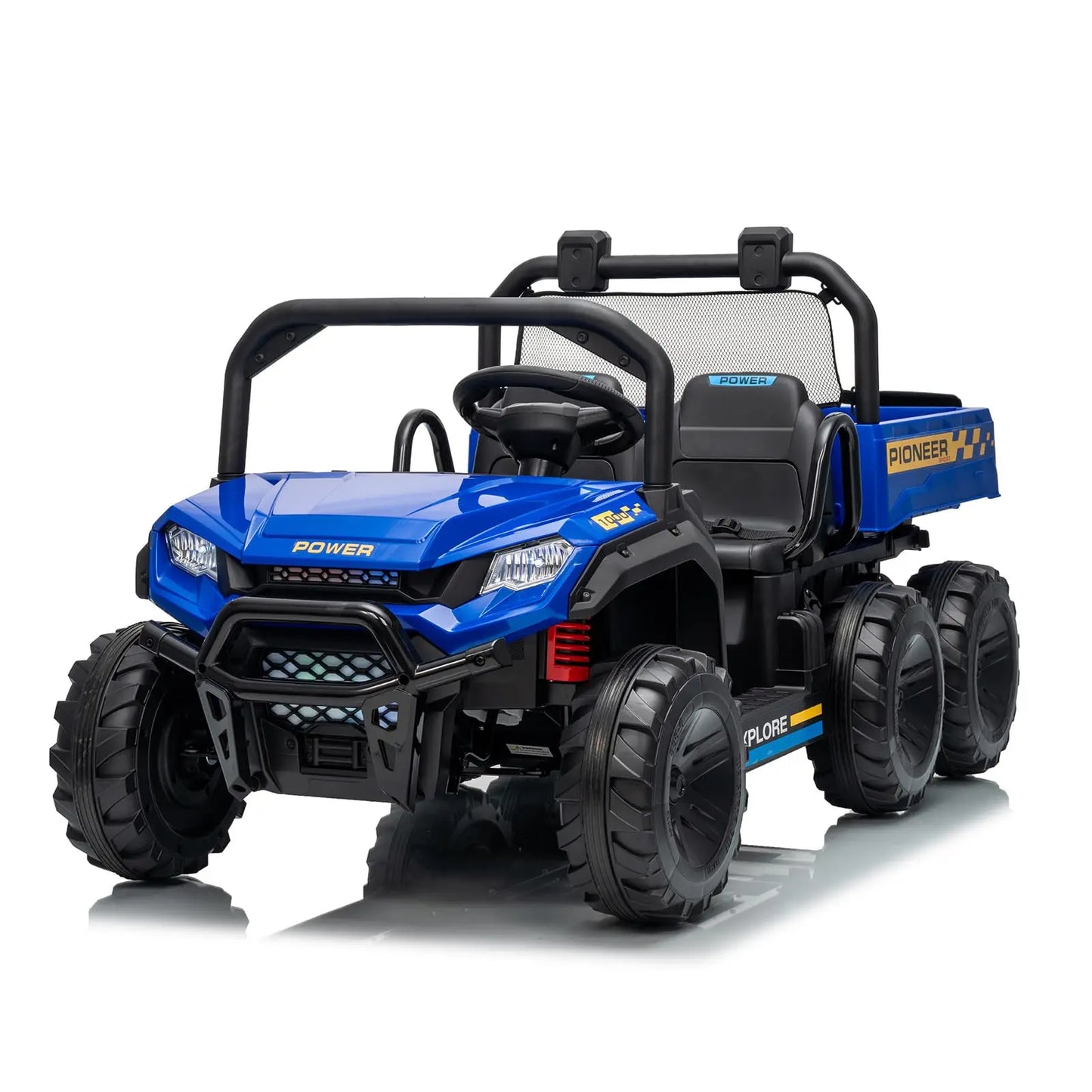 24V 4WD Electric Ride-on Dump Truck For Kids 2-Seater With Parental Remote Control 3 Speeds All-Terrain Off-Road Toy Car