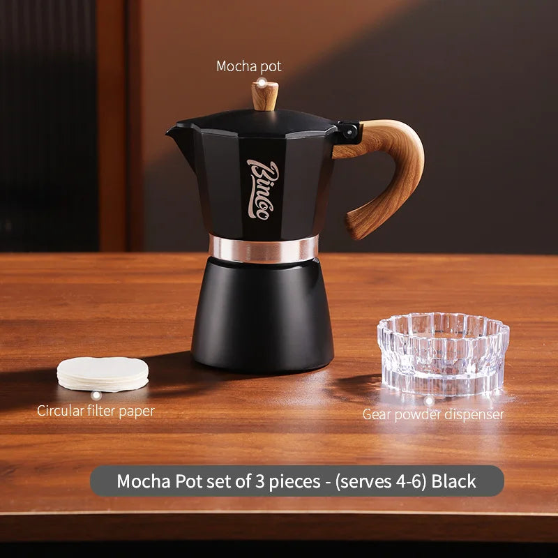 Bincoo Coffee Moka Pot Set with Filter Paper for Home Use Small Espresso Extraction Machine Complete Brewing Kit