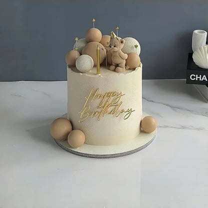 Side Acrylic Happy Birthday Cake Topper New Gold Silver Kids Party Cake Toppers Dessert Decorations Baby Shower Baking Supplies