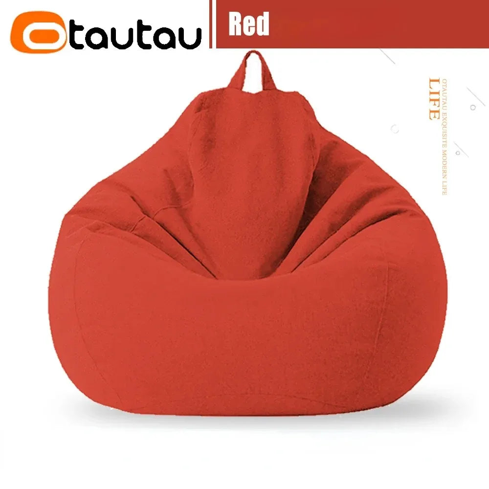 OTAUTAU Cotton Linen Bean Bag Cover without Filler Floor Corner Lazy Beanbag Chair Pouf Salon Ottoman Puff Lounger Sac DD002