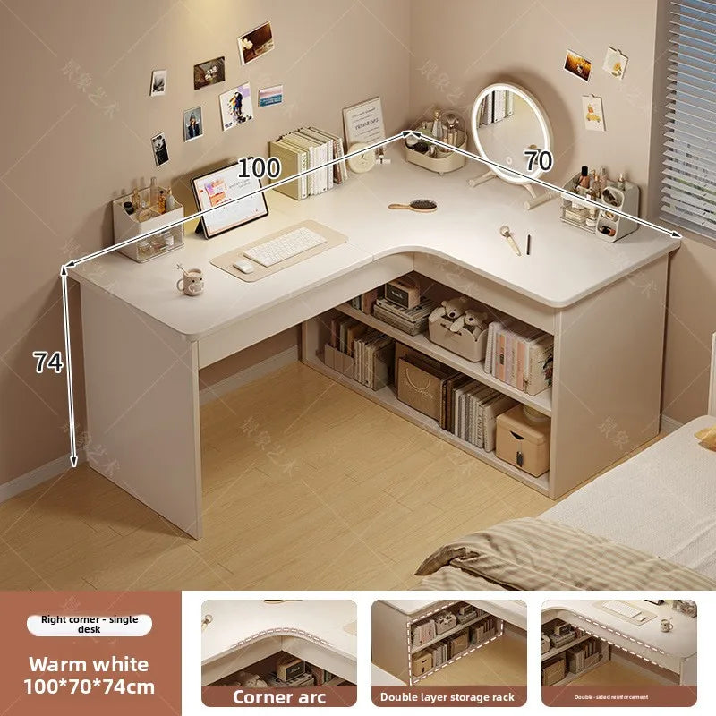 Computer desk Desktop Home bedroom Bookshelf Integrated student learning to write Corner Multifunctional office desk