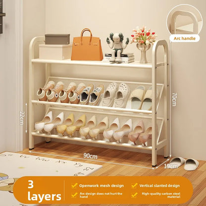 Steel shoe rack household door simple storage space saving metal multi-layer narrow shoe cabinet