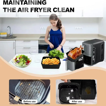 2Pcs/1Pcs Air Fryer Silicone Liners for Ninja SL400 SL401 Stack XL Basket Reusable AirFryer Baking Tray Airfryer Accessories