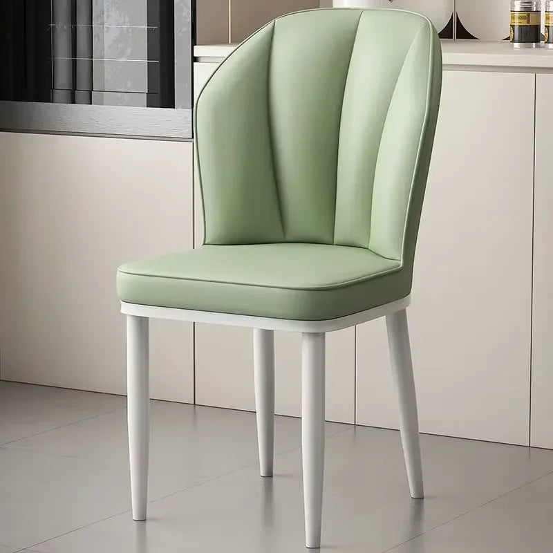 Cream Dining Chair - Modern Minimalist Lounge Chair with Wooden Legs, Mid-Century Accent Chair for Living Room & Dining Room