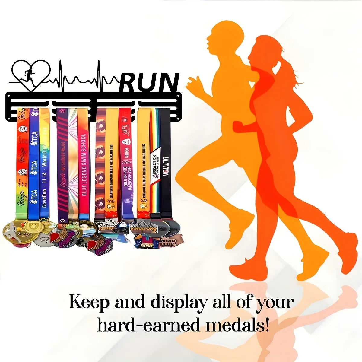 1pc Metal Black Medal Display Stand - Multifunctional Hanging Storage Rack for Running Sports Medals, Home & Office Decor