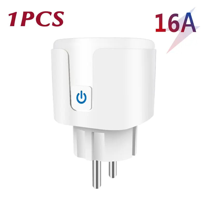 Tuya 20A EU Smart Socket WiFi BLE Smart Plug With Power Monitoring Timing Function Voice Control Alexa Google Assistant