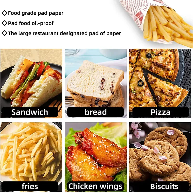 50 Pcs Parchment Paper Sheets Sandwich Wrap Wax Paper Deli Wax Paper Sheets Grease Resistant Tray Basket Liners Newsprint Paper