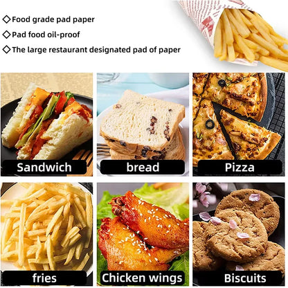50 Pcs Parchment Paper Sheets Sandwich Wrap Wax Paper Deli Wax Paper Sheets Grease Resistant Tray Basket Liners Newsprint Paper