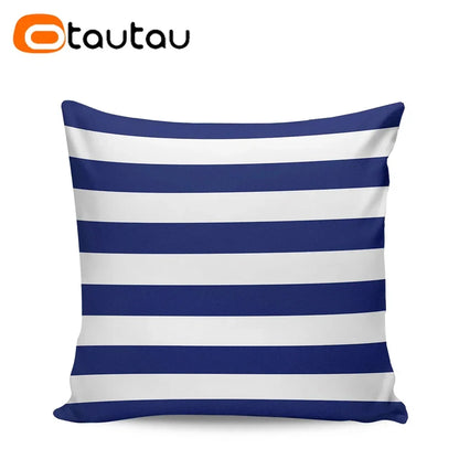 OTAUTAU Outdoor Sofa Cushion Cover Without Filler Swim Pool Beach Throw Pillowcase Soft Waterproof Stripe Oxford Pillow KD021