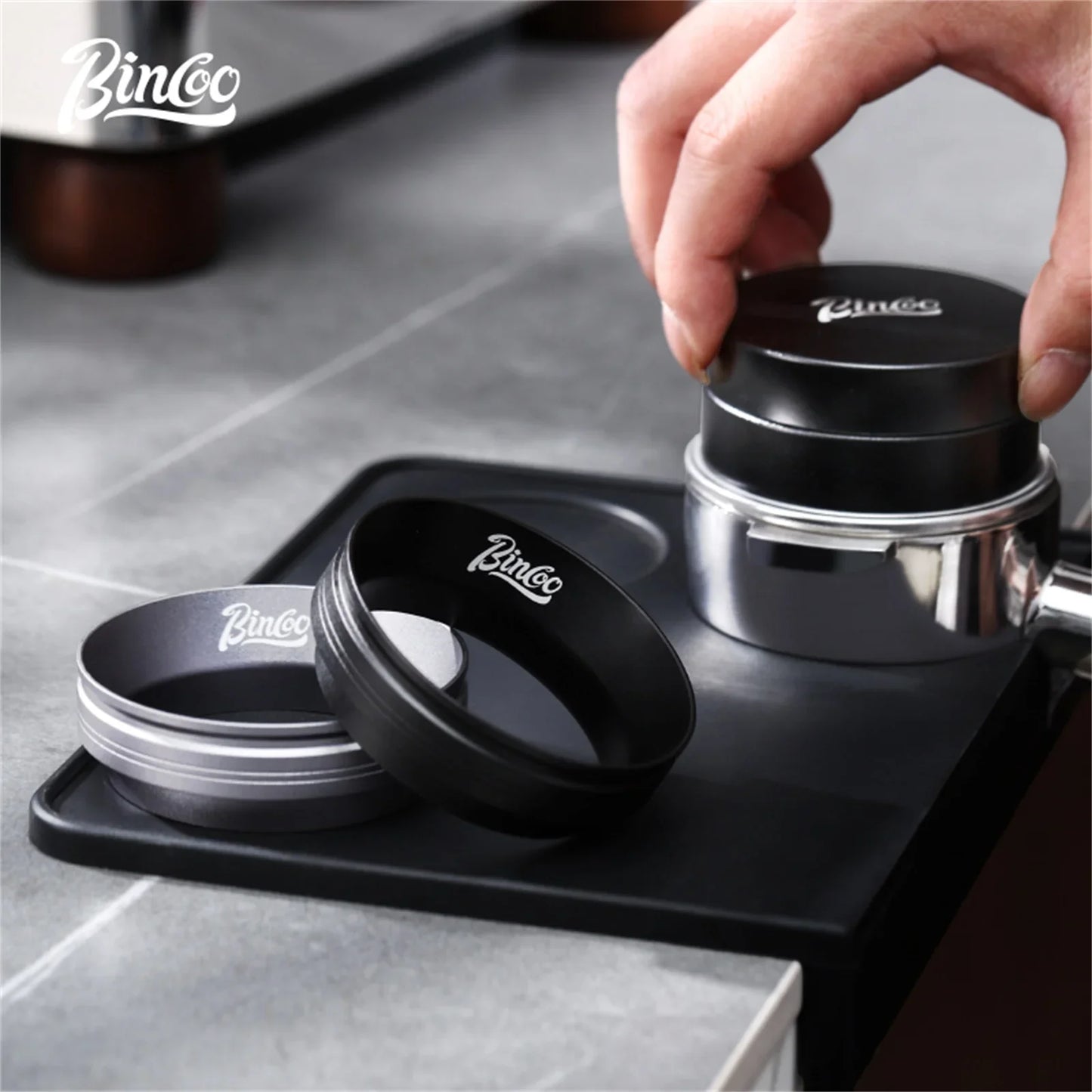 BINCOO 51mm 58mm Portafilter Dosing Ring, Magnetic Anti-Static Design for Strong Hold and Zero Coffee Spill During Prep
