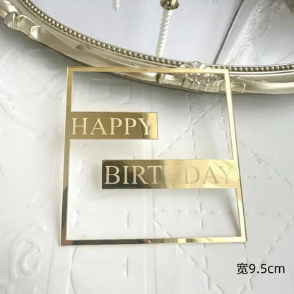 New Happy Birthday Cake Toppers Gold Acrylic Birthday girl Kids Birthday Party Cake Topper Dessert Decoration Baby Shower Gift