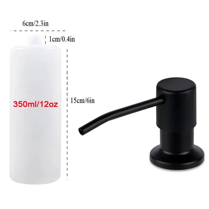 Stainless Steel Press Head Soap Dispenser for Kitchen Sink Soap Dispenser Extension Tube kit Under Sink Soap Dispenser Pump